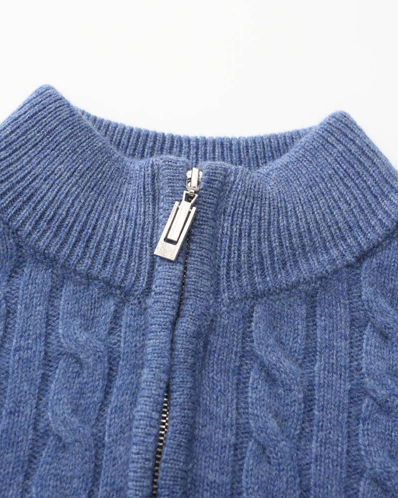 Damen Zopfmuster Pullover & Wildleder Loafer 2-teiliges Outfit