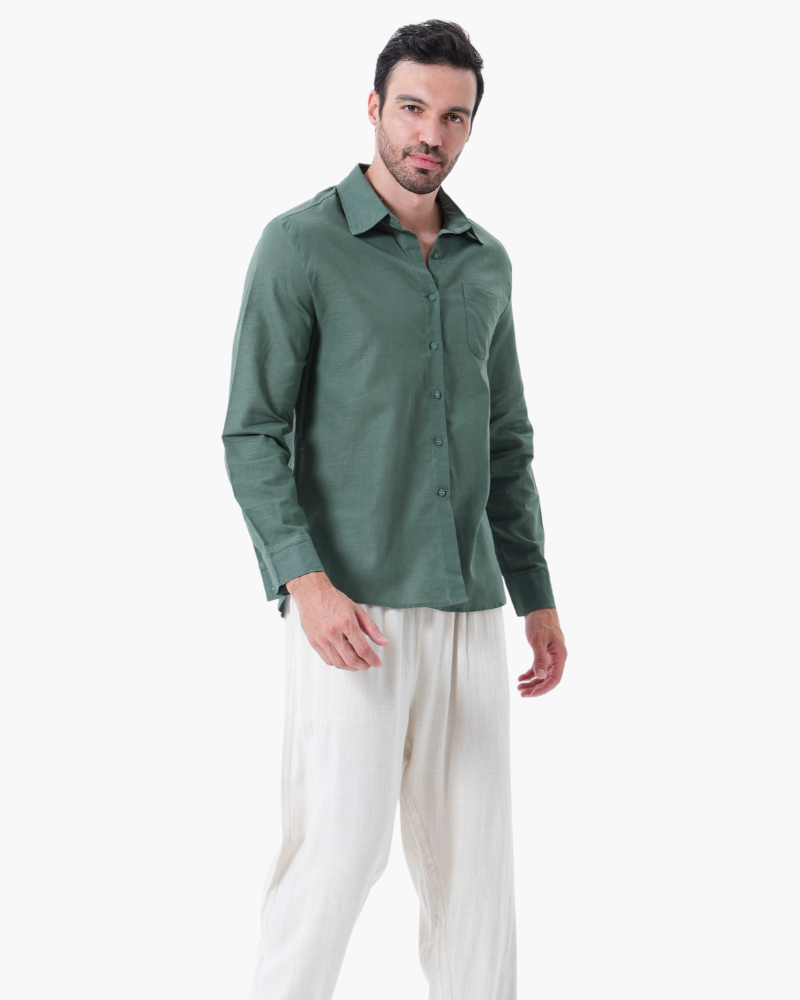 Herren Leinen-Anzug Lange Ärmel 2-teilig Beige