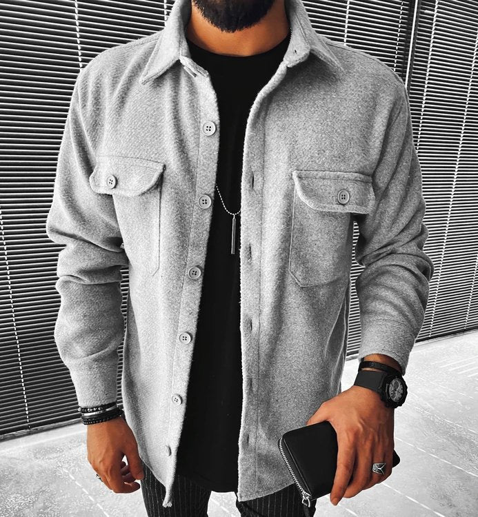 Herren Overshirt Hemdjacke mit Brusttaschen und Knöpfen - Norvielle