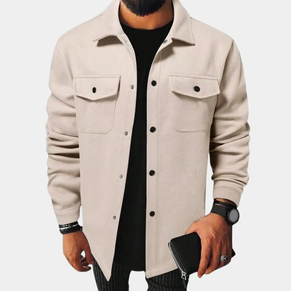 Herren Overshirt Hemdjacke Knöpfe Brusttaschen - Norvielle