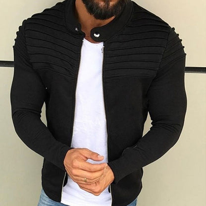 Overshirt – Slim Fit Sweatshirt mit Reißverschluss für Männer-Schwarz-M-Chaps Herrenmode
