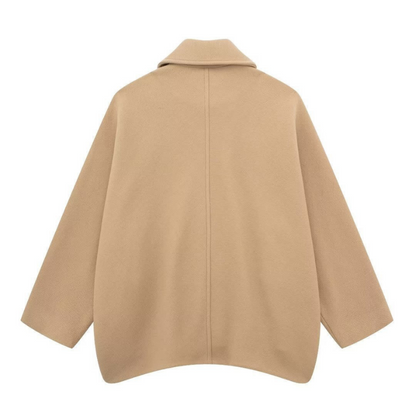 Oversized Jacke – Beige Damenjacke mit Kragen und einreihiger Knopfleiste-Chaps Herrenmode