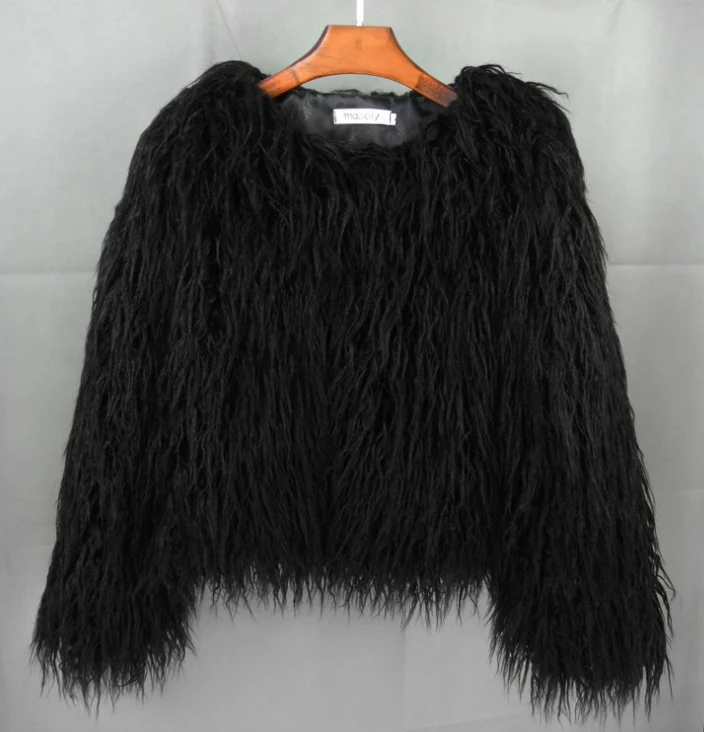 Damen Flauschige Winterjacke Weich Schwarz - Norvielle
