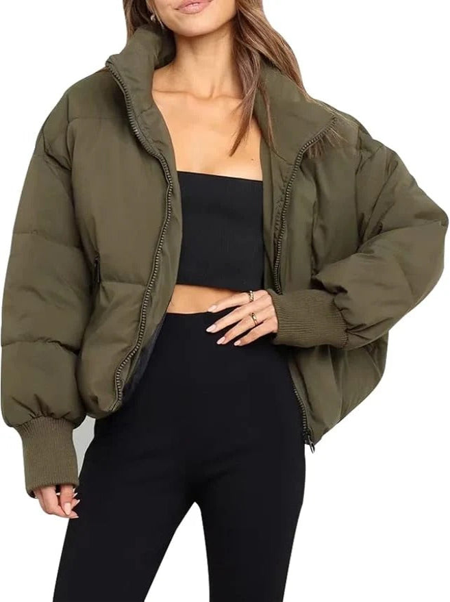 Damen Daunenjacke Oversized Hoher Kragen