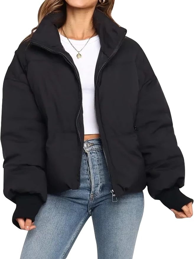 Damen Daunenjacke Oversized Hoher Kragen