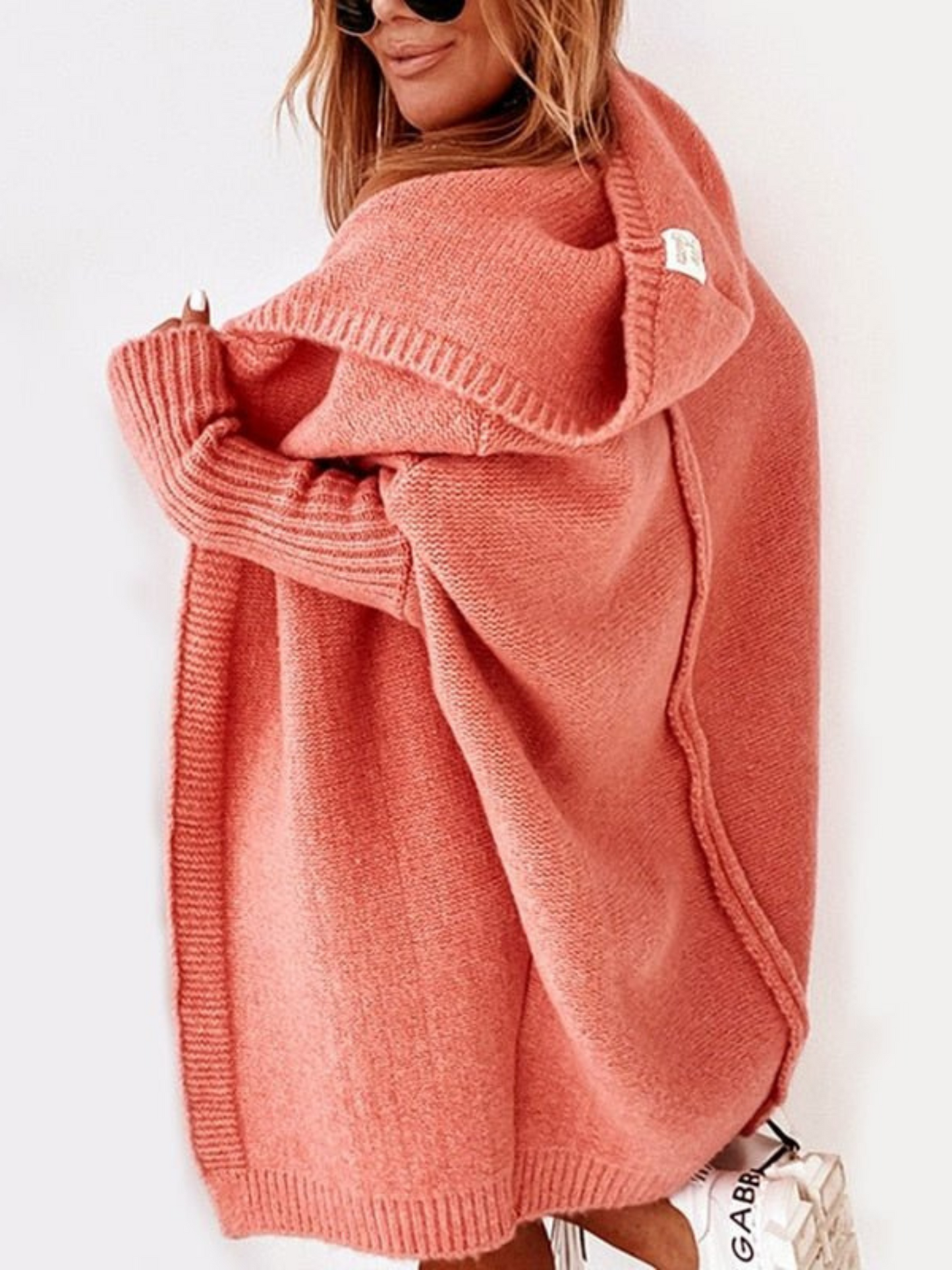 Übergroßer Damen Kapuzencardigan Lang