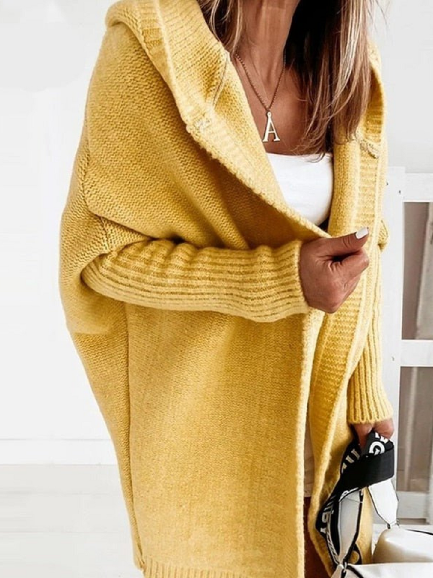 Übergroßer Damen Kapuzencardigan Lang
