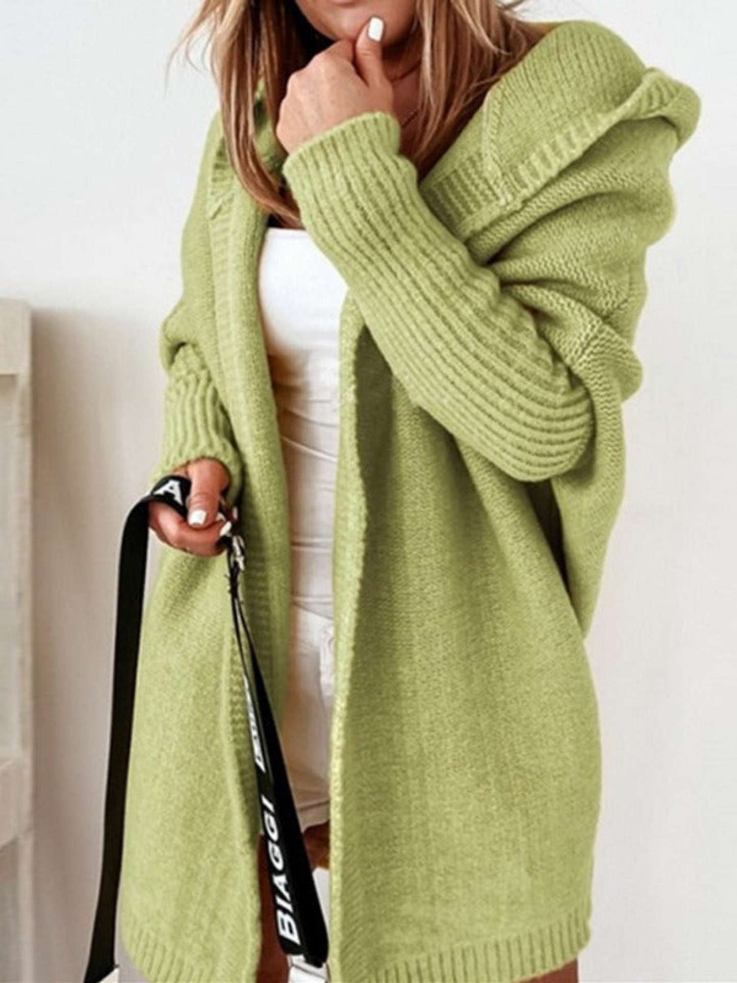 Übergroßer Damen Kapuzencardigan Lang