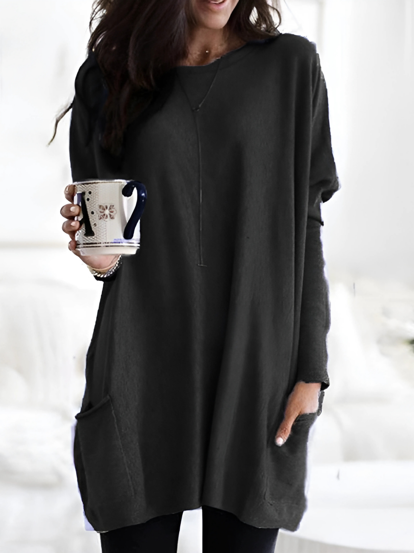 Damen Oversized Pullover Mit Taschen - Norvielle