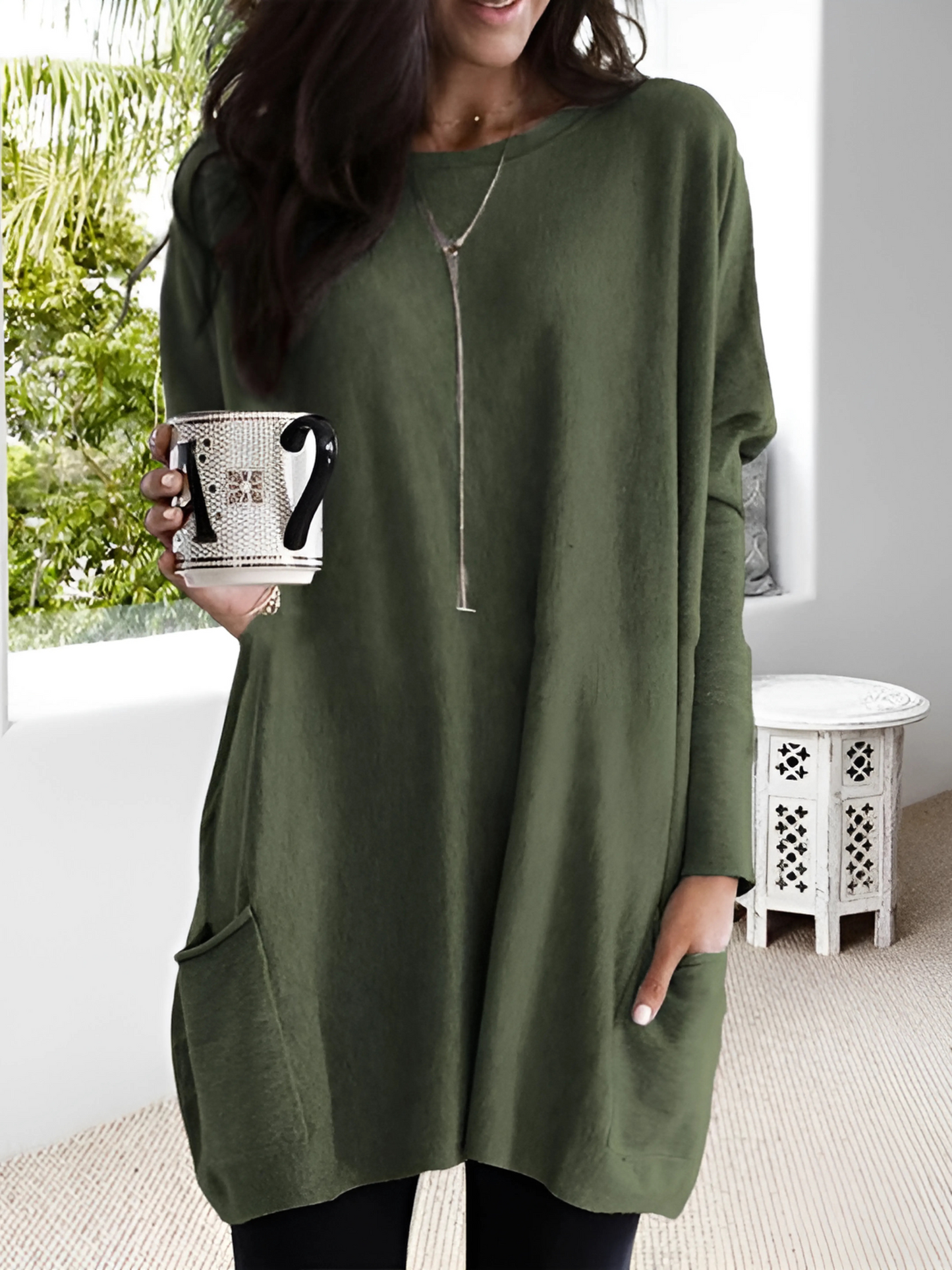 Damen Oversized Pullover Mit Taschen