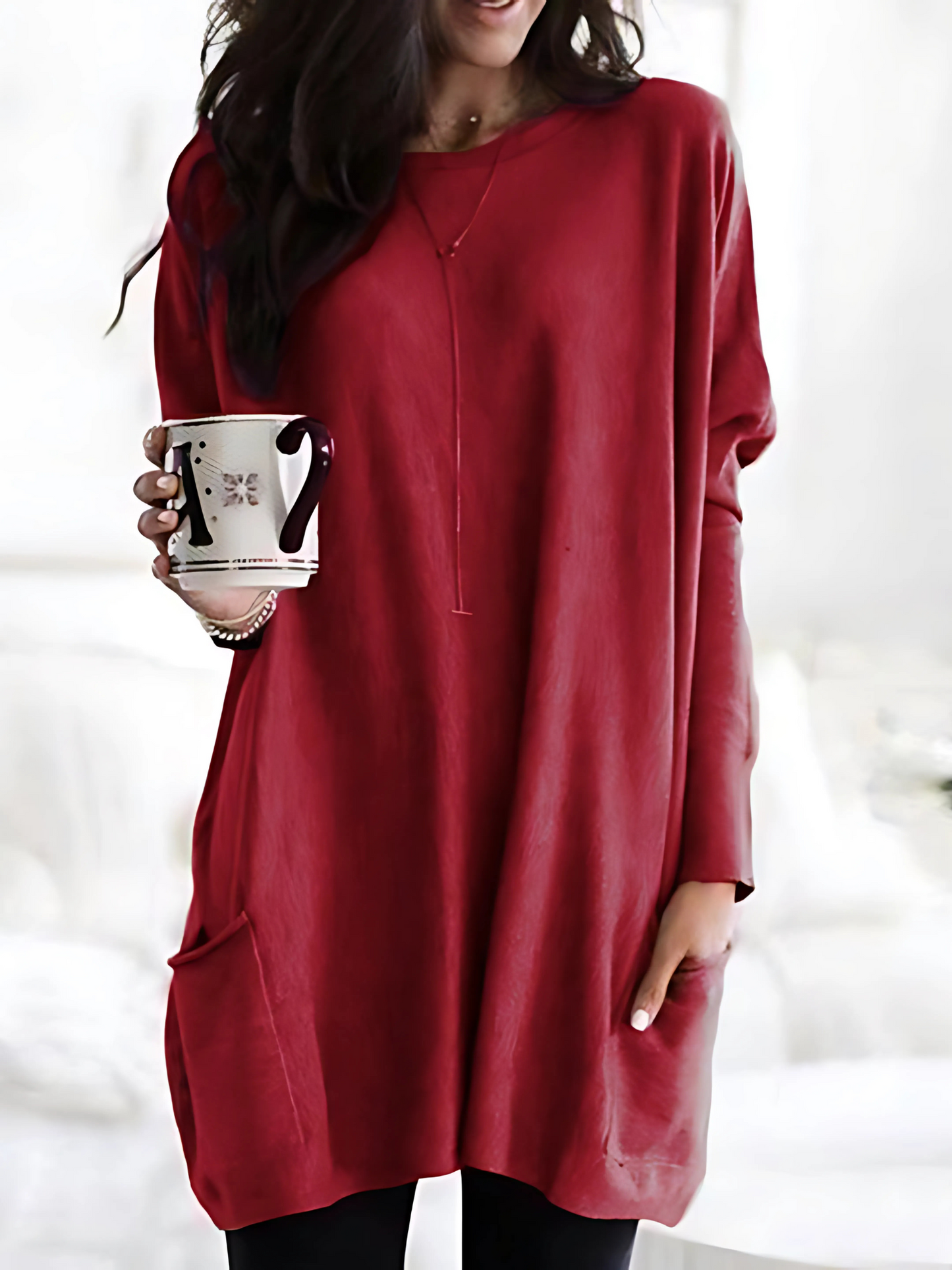 Damen Oversized Pullover Mit Taschen