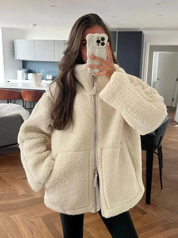 Norvielle Damen Übergroße Sherpa Fleece Jacke Winter - Norvielle