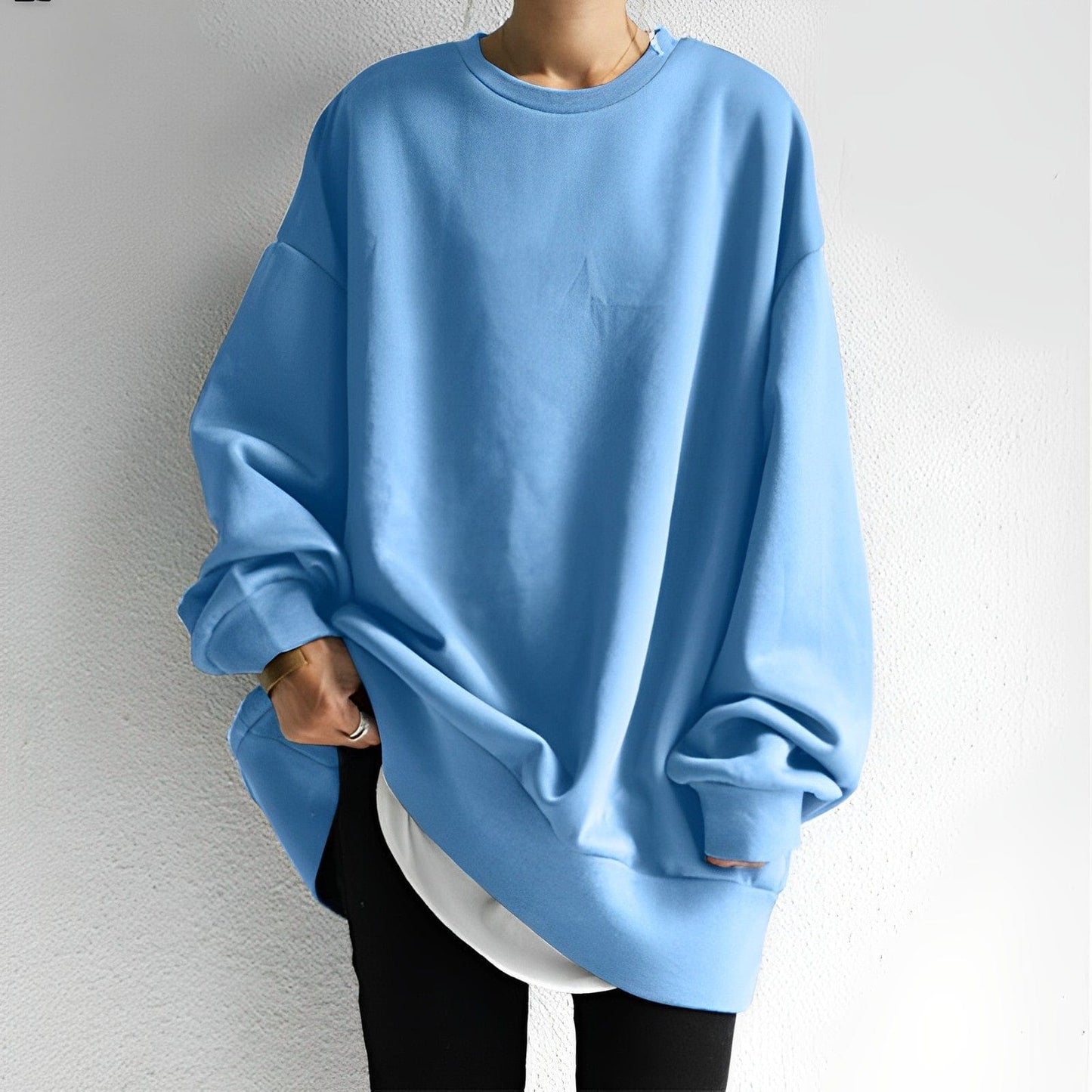 Damen Oversized Sweatshirt Texturiert Grau
