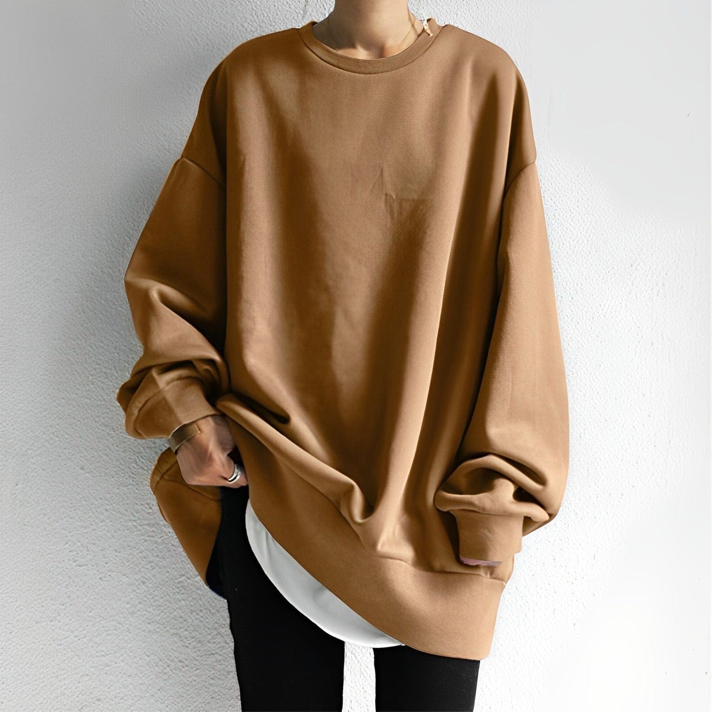 Damen Oversized Sweatshirt Texturiert Grau