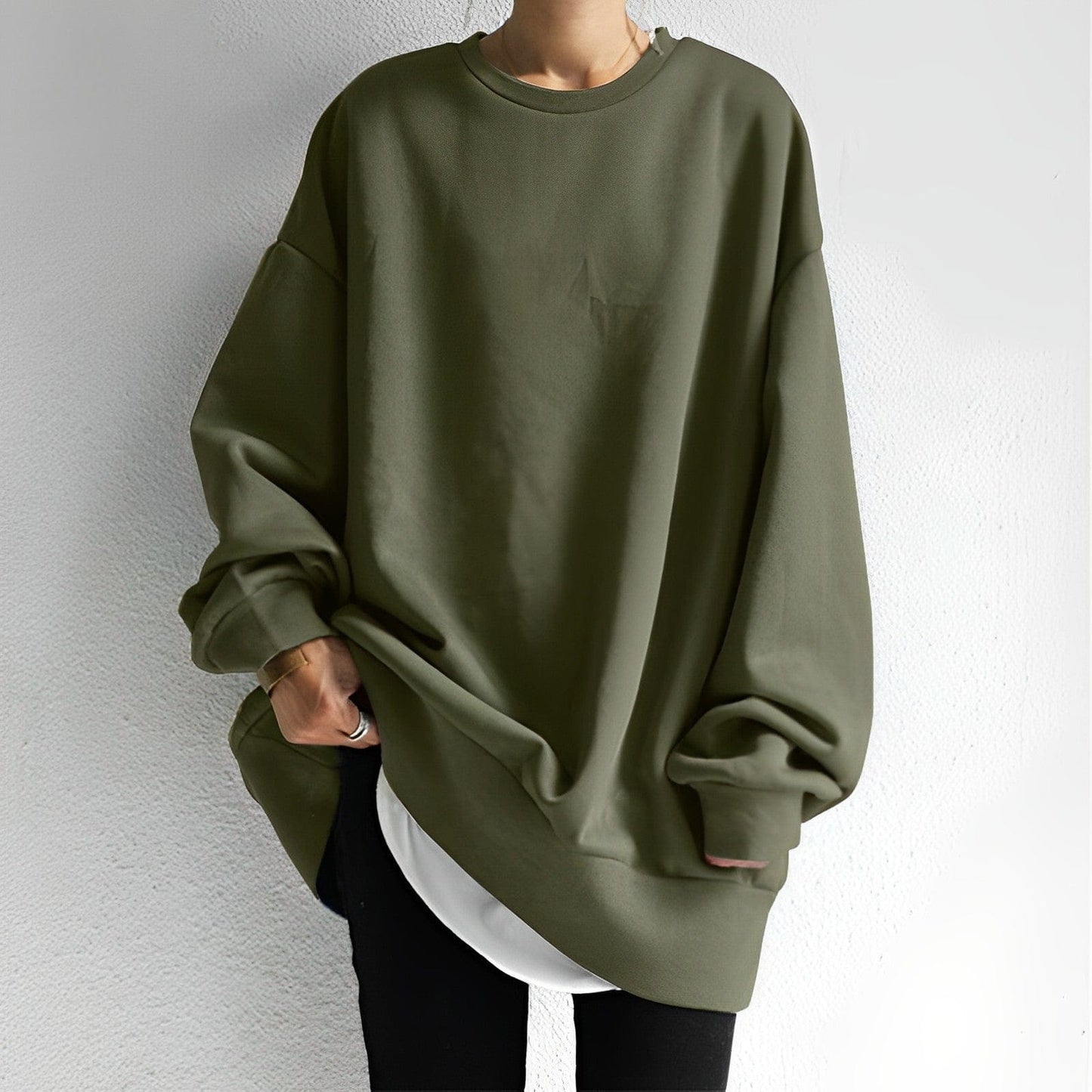 Damen Oversized Sweatshirt Texturiert Grau