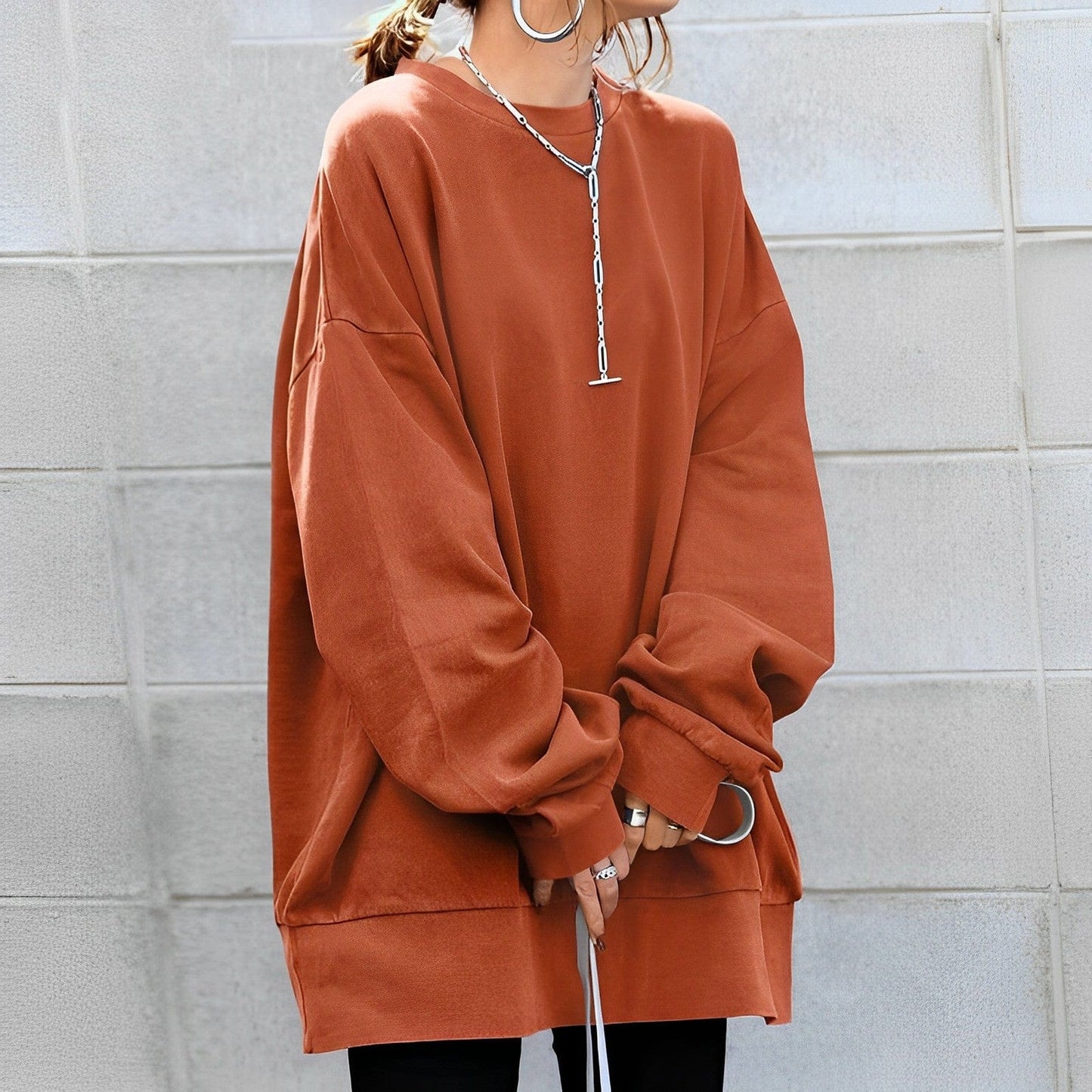 Damen Oversized Pullover Strukturierter Stoff