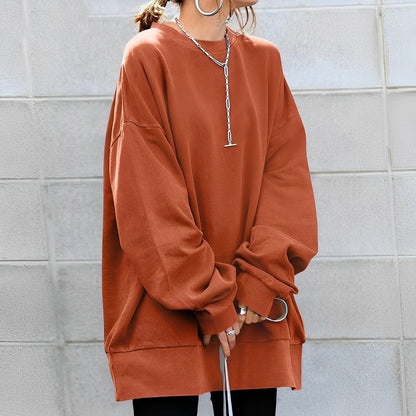 Damen Oversized Sweatshirt Texturiert Grau