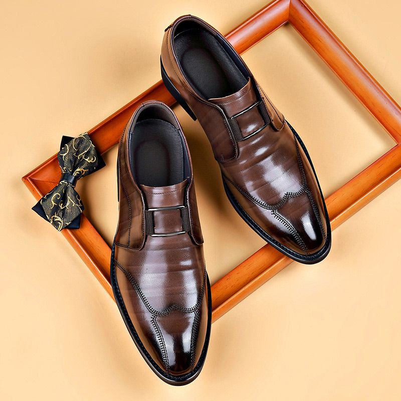 Herren Lederschnürschuhe Flach Oxford Stil Schwarz - Norvielle