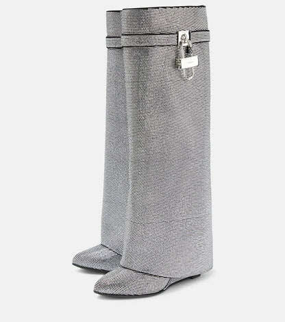 Noarè Statement-Boots in Silber mit luxuriösem Glanz