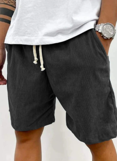 Herren Freizeitshorts Kordelzug Baumwolle Bequem Schwarz - Norvielle