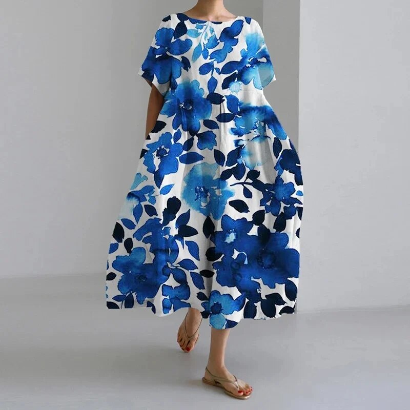 Norvielle Damen Blumenkleid Boho-Stil