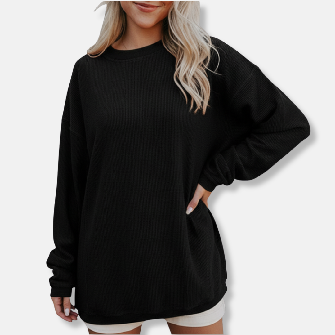 Damen Sweatshirt Baumwollmischung Lockere Passform Lange Ärmel Grau - Norvielle
