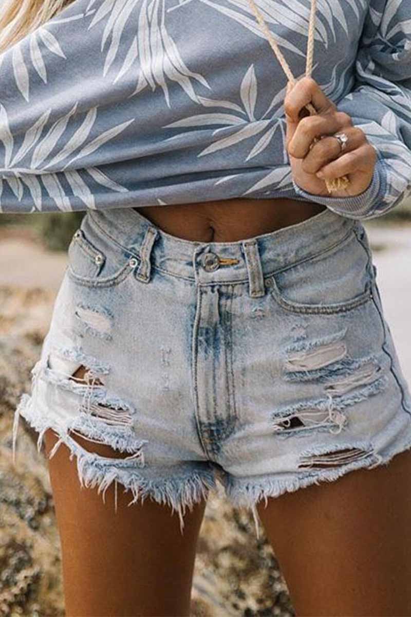Norvielle Damen Denim Shorts Blau - Norvielle
