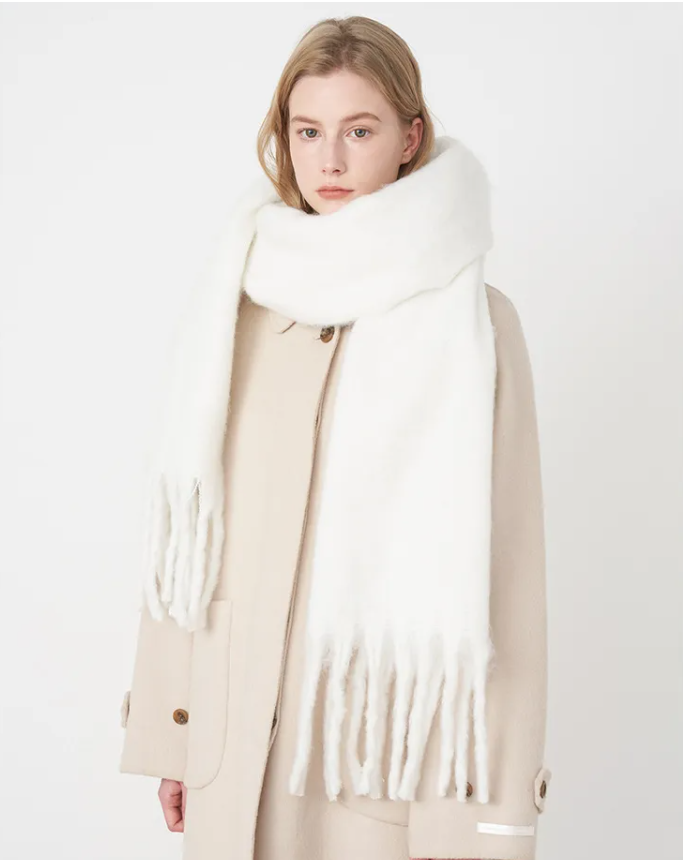 Damen Oversized Schal Flauschig Warm Beige - Norvielle