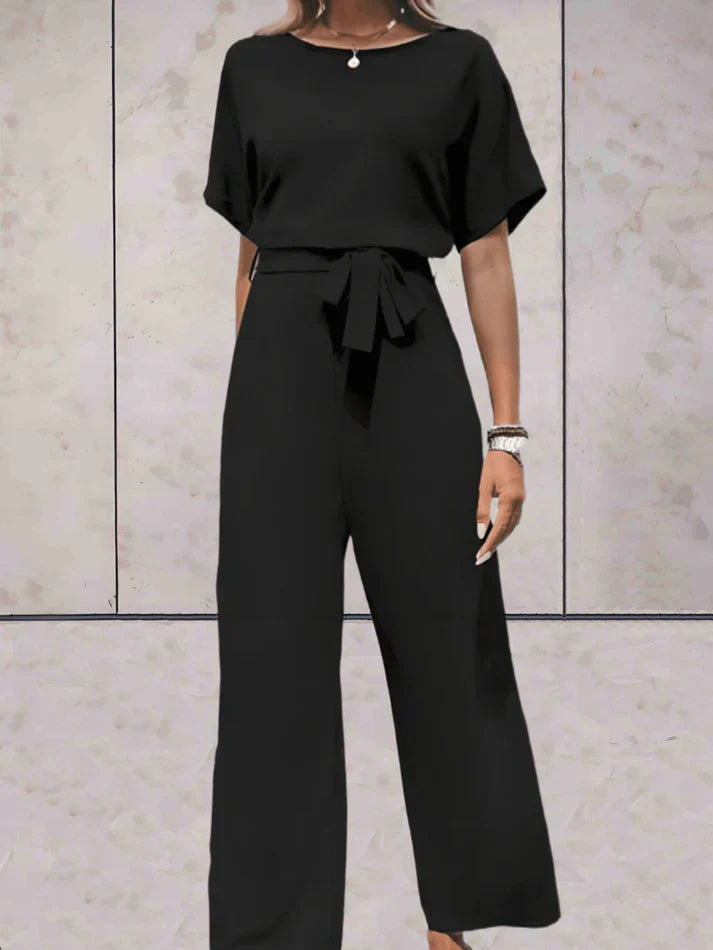 Norvielle Damen Einfarbiger Jumpsuit Kurzärmelig - Norvielle