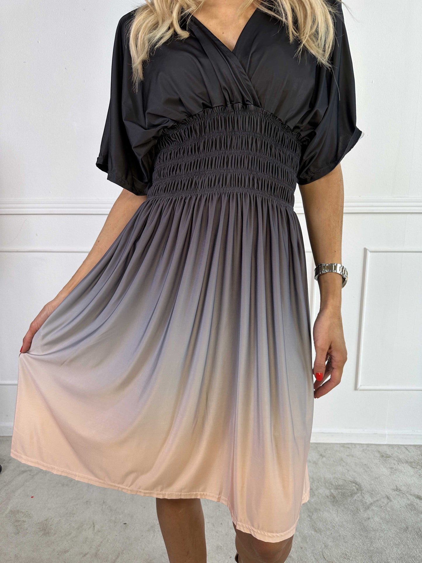Damen Sommerkleid aus Leinen mit Blumenmuster Pastell
