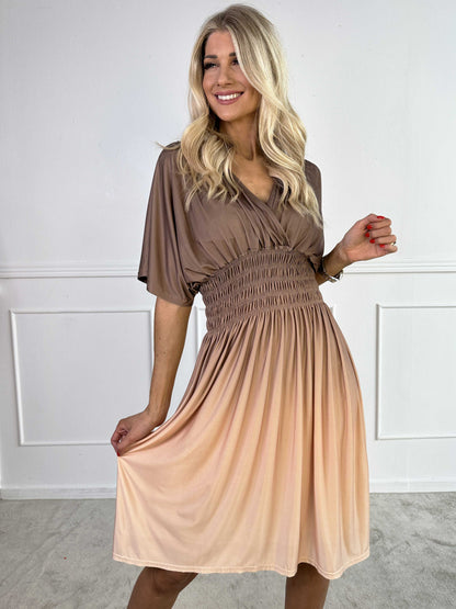 Damen Sommerkleid aus Leinen mit Blumenmuster Pastell