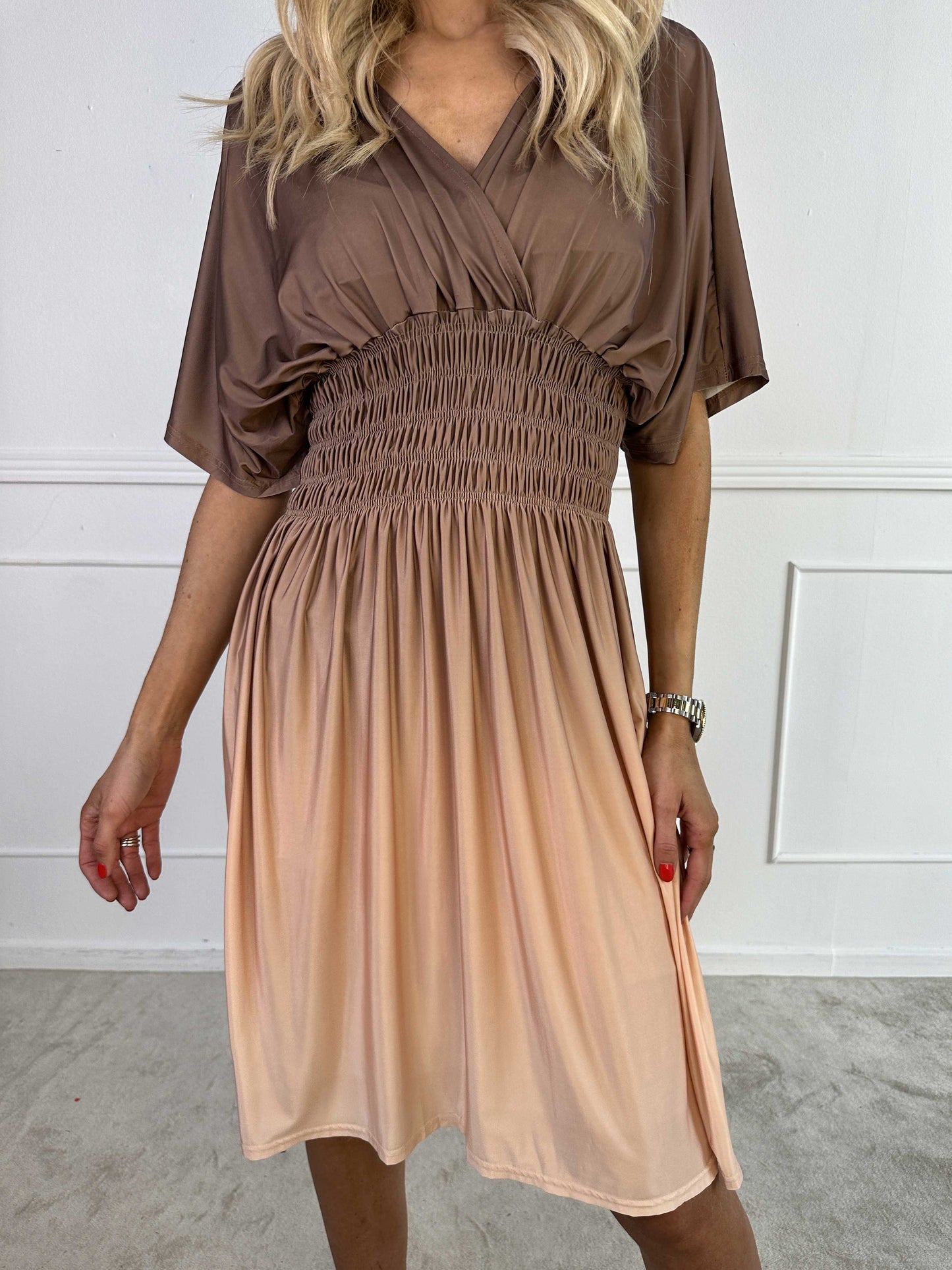 Damen Sommerkleid aus Leinen mit Blumenmuster Pastell