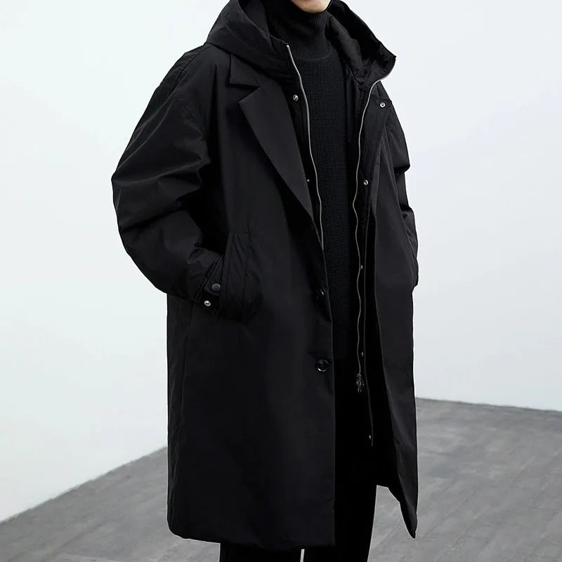 Parka-Mantel – mit Kapuze – winddicht – Oversize-Mantel – Herrenmantel-Schwarz-M-Chaps Herrenmode