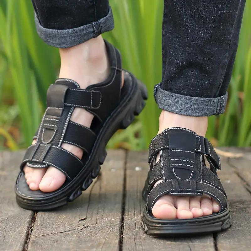 Herren Sandalen Bequem Leder Braun - Norvielle