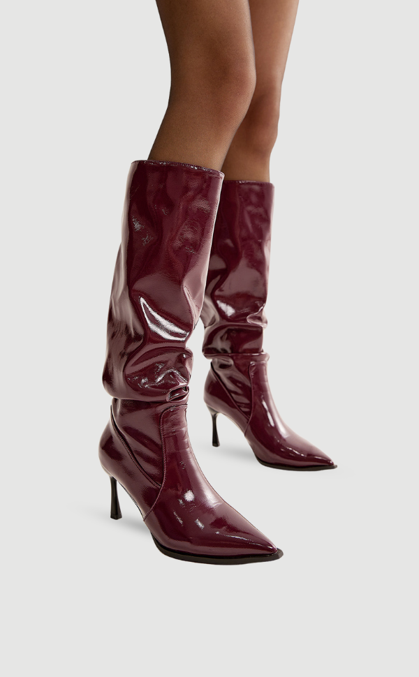 Damen Knie Stiefel Hoher Absatz Schwarz - Norvielle