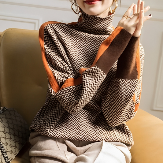 Aloisia Damen Rollkragenpullover Gestreift - Norvielle