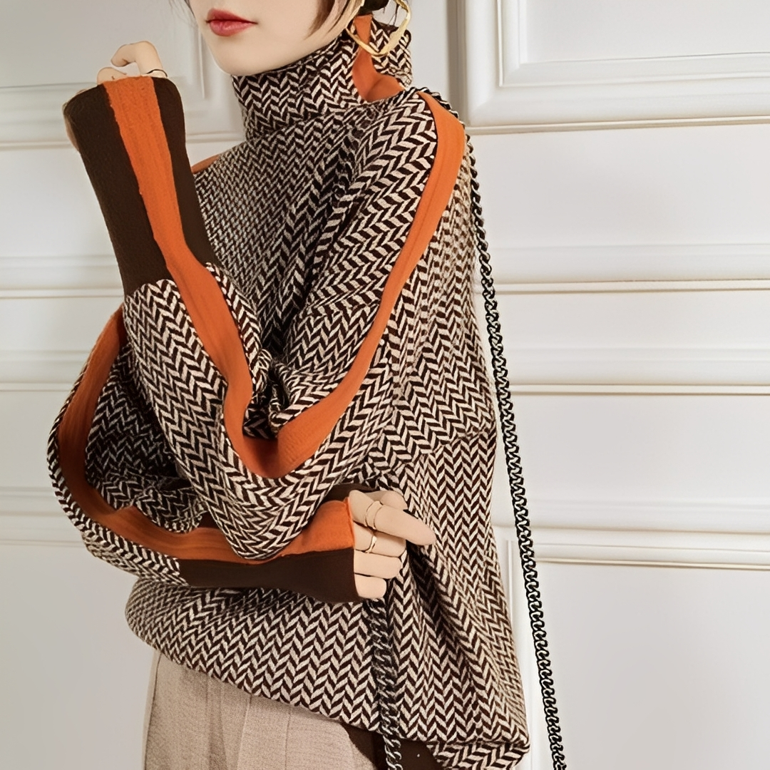 Aloisia Damen Rollkragenpullover Gestreift
