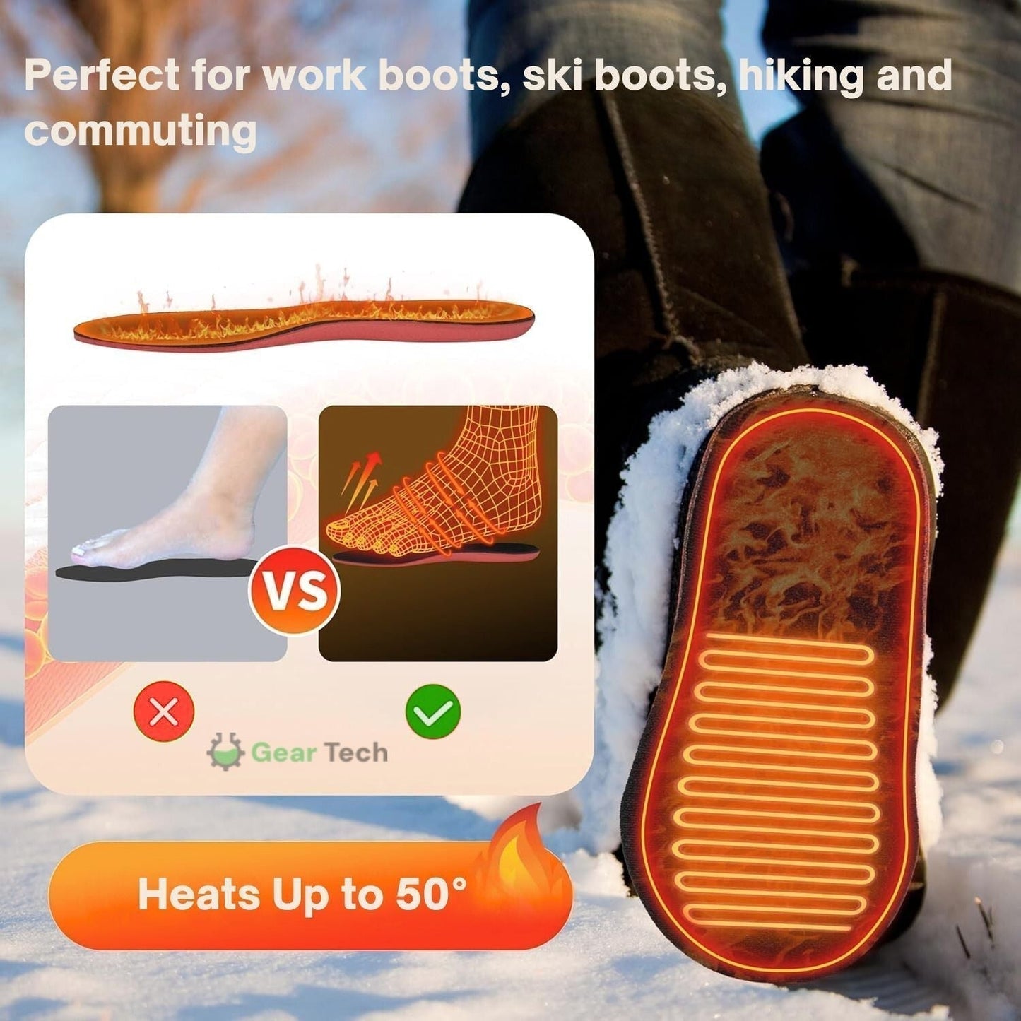Beheizte Einlegesohlen Wiederaufladbar für Stiefel Winterwärme