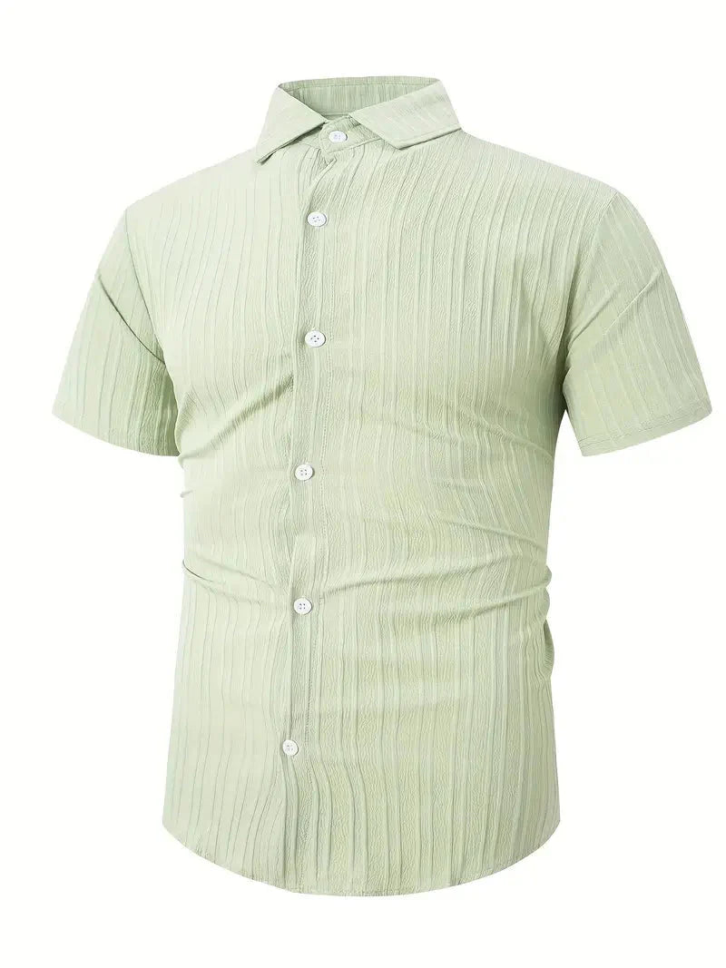 Perry-T-Shirt | Kurzärmeliges Button-up-Hemd für Männer-Hellgrün-S-Chaps Herrenmode