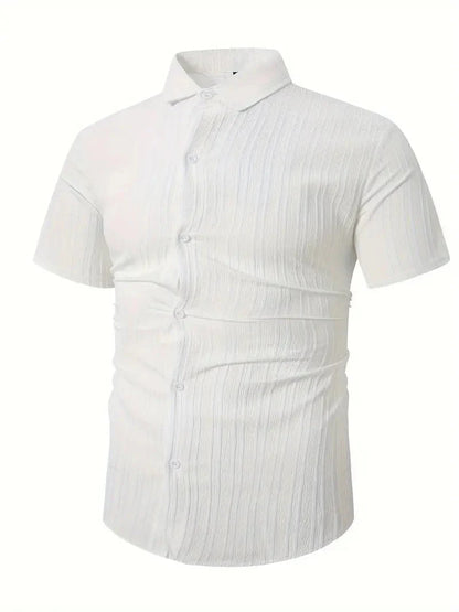 Perry-T-Shirt | Kurzärmeliges Button-up-Hemd für Männer-Weiß-S-Chaps Herrenmode