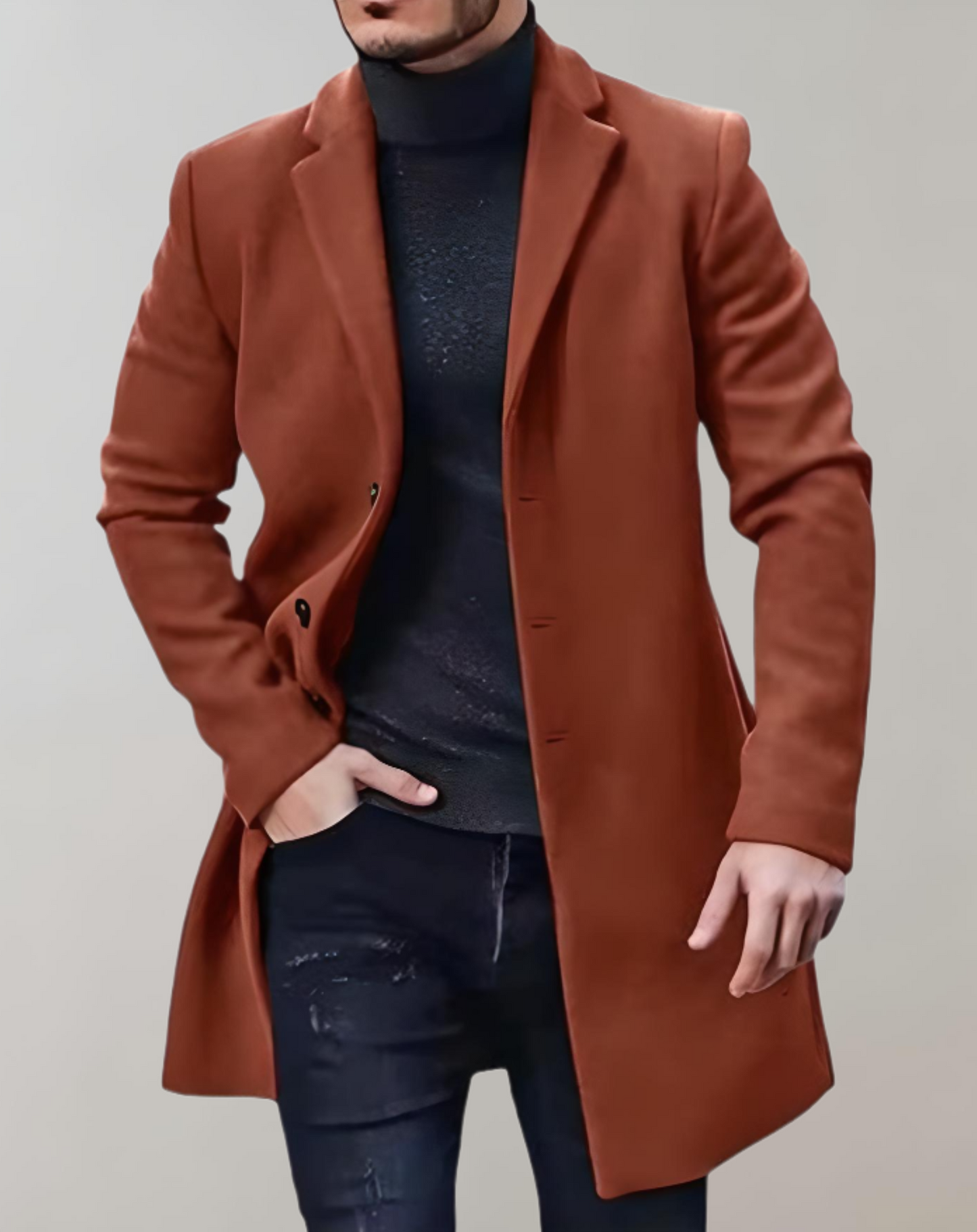Herren Mantel Klassisch Elegantes Design Schwarz - Norvielle