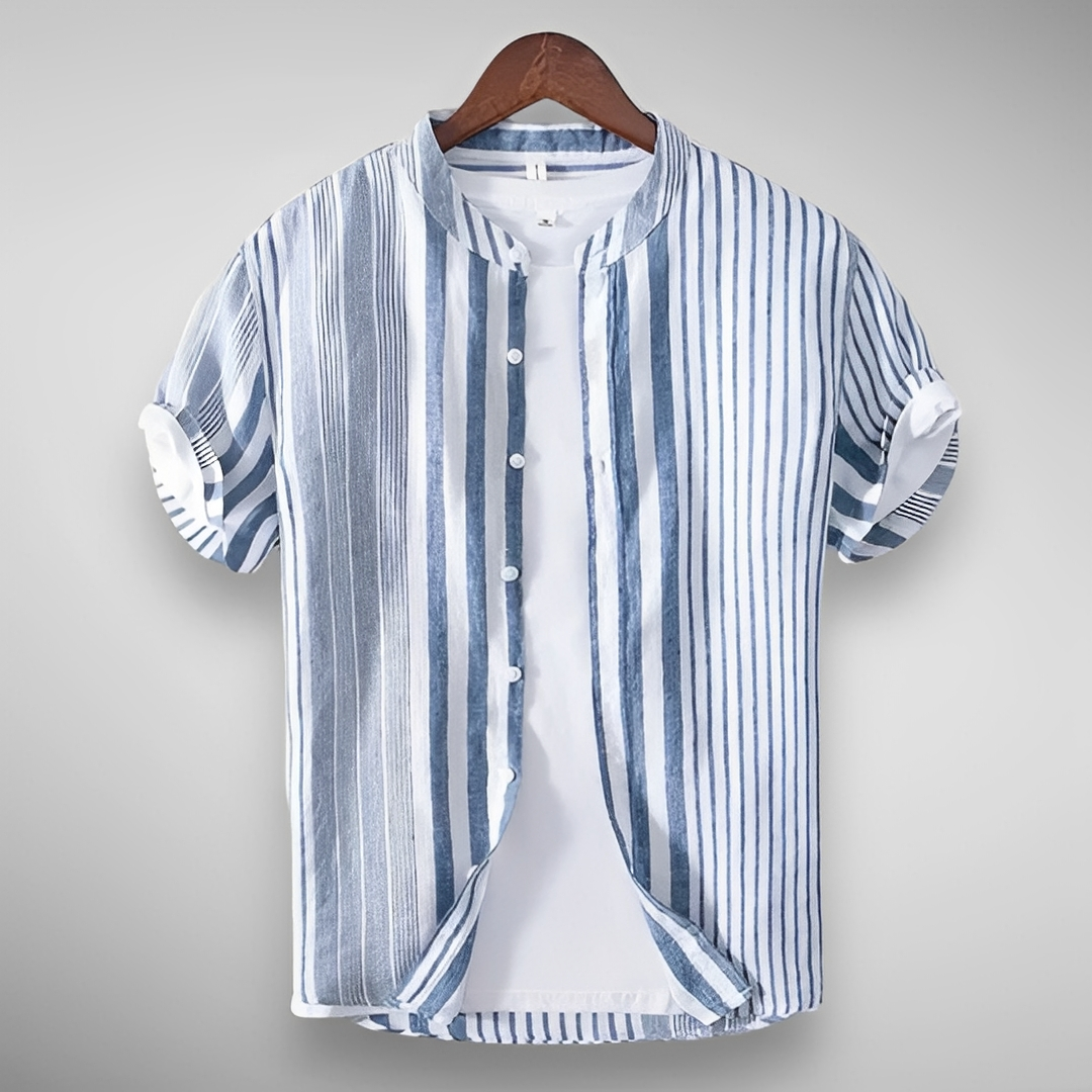 Herrenhemd Sommer Baumwolle Blau - Norvielle