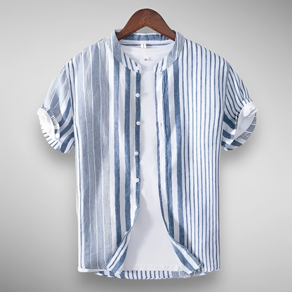Herrenhemd Sommer Baumwolle Blau - Norvielle