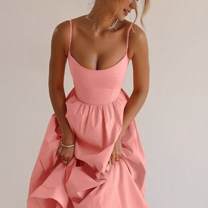Damenkleid Feine Träger Geraffter Schnitt