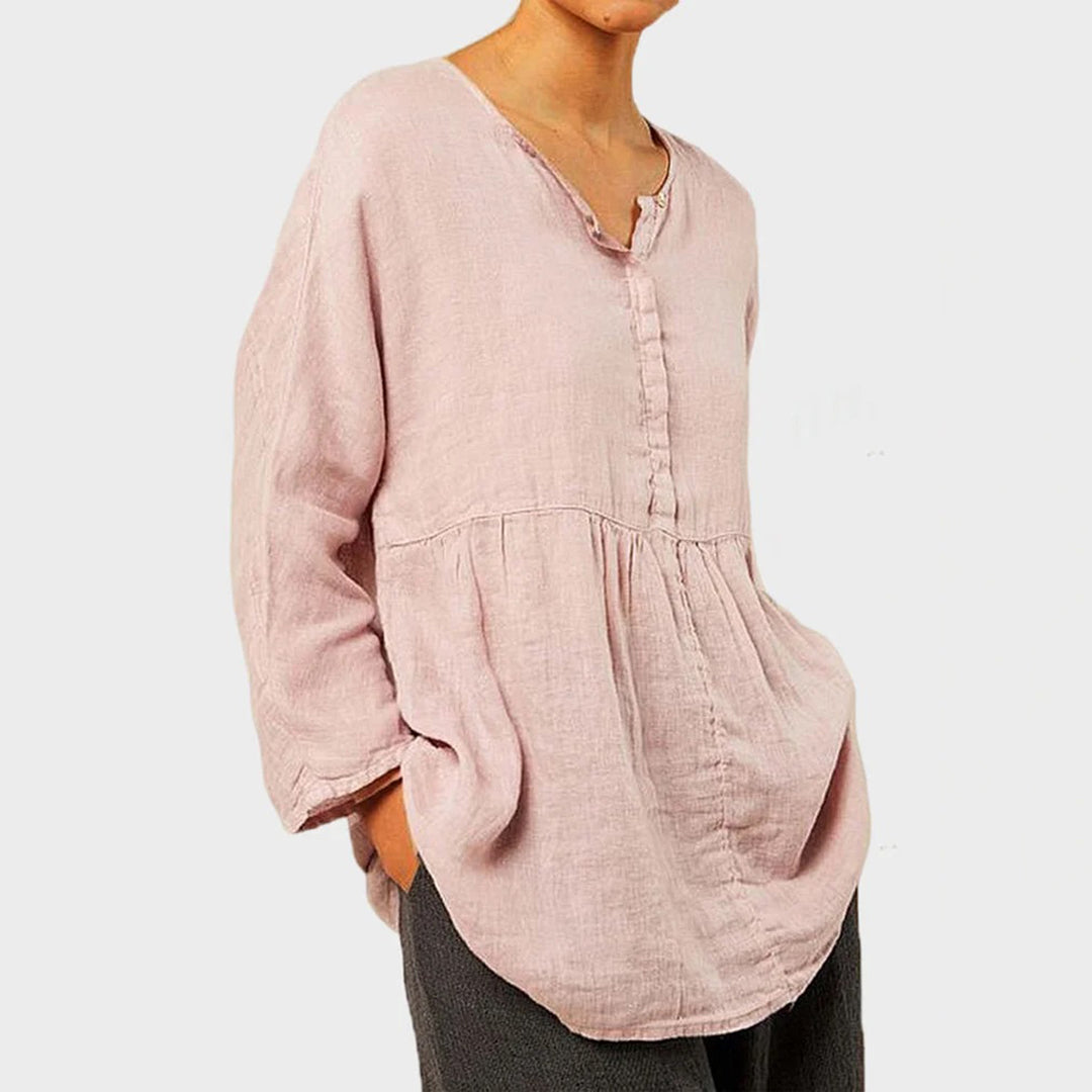 Damen Leinen Tunika Natürlich Beige