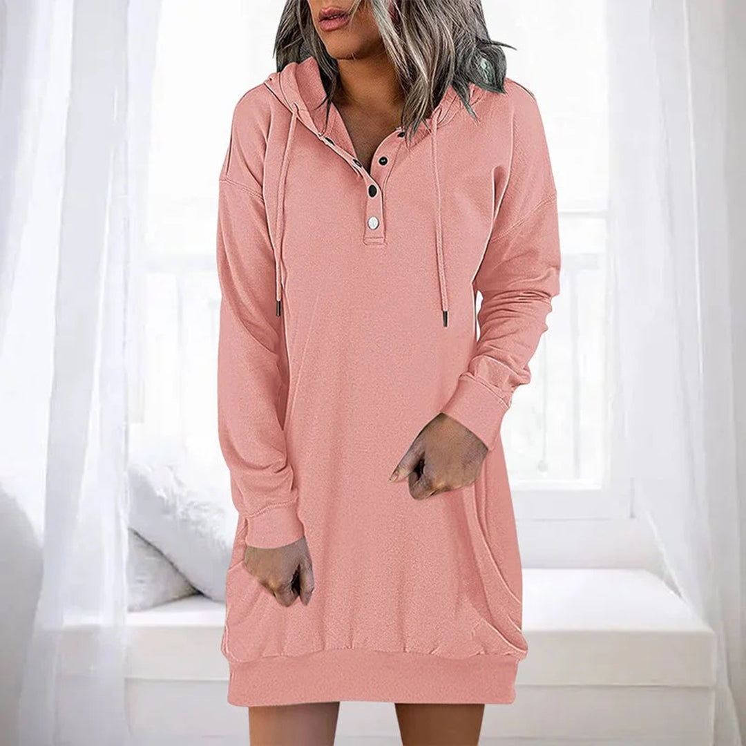 Damen Sweatshirt-Kleid mit Kapuze Grau