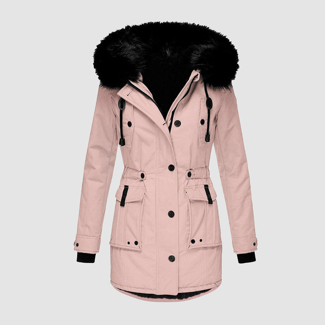 Damen Winterjacke Lang Kunstfellbesatz - Norvielle