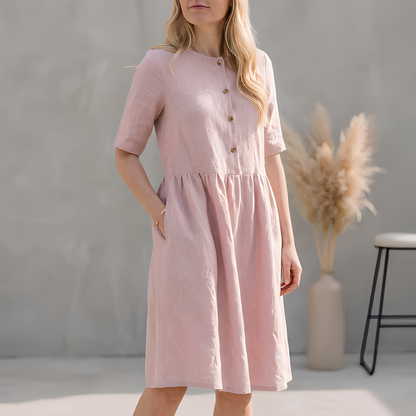 Damen Sommerkleid Edel Seide Blumenmuster