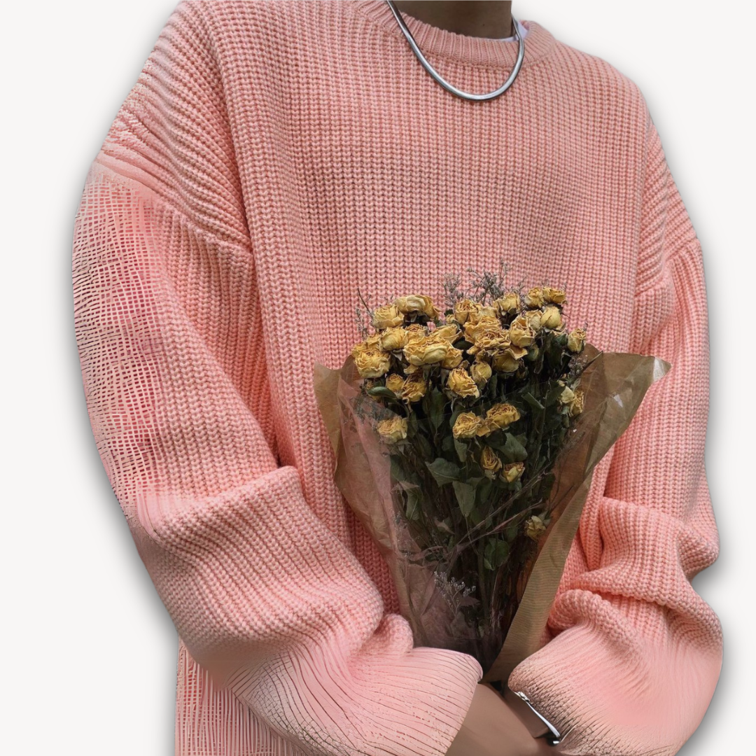 Damen Strickpullover Oversized Rundhalsausschnitt