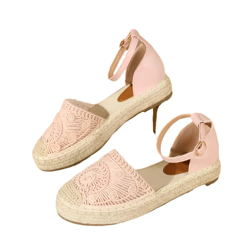 Norvielle Damen Boho Sandalen Knöchelriemen Leder
